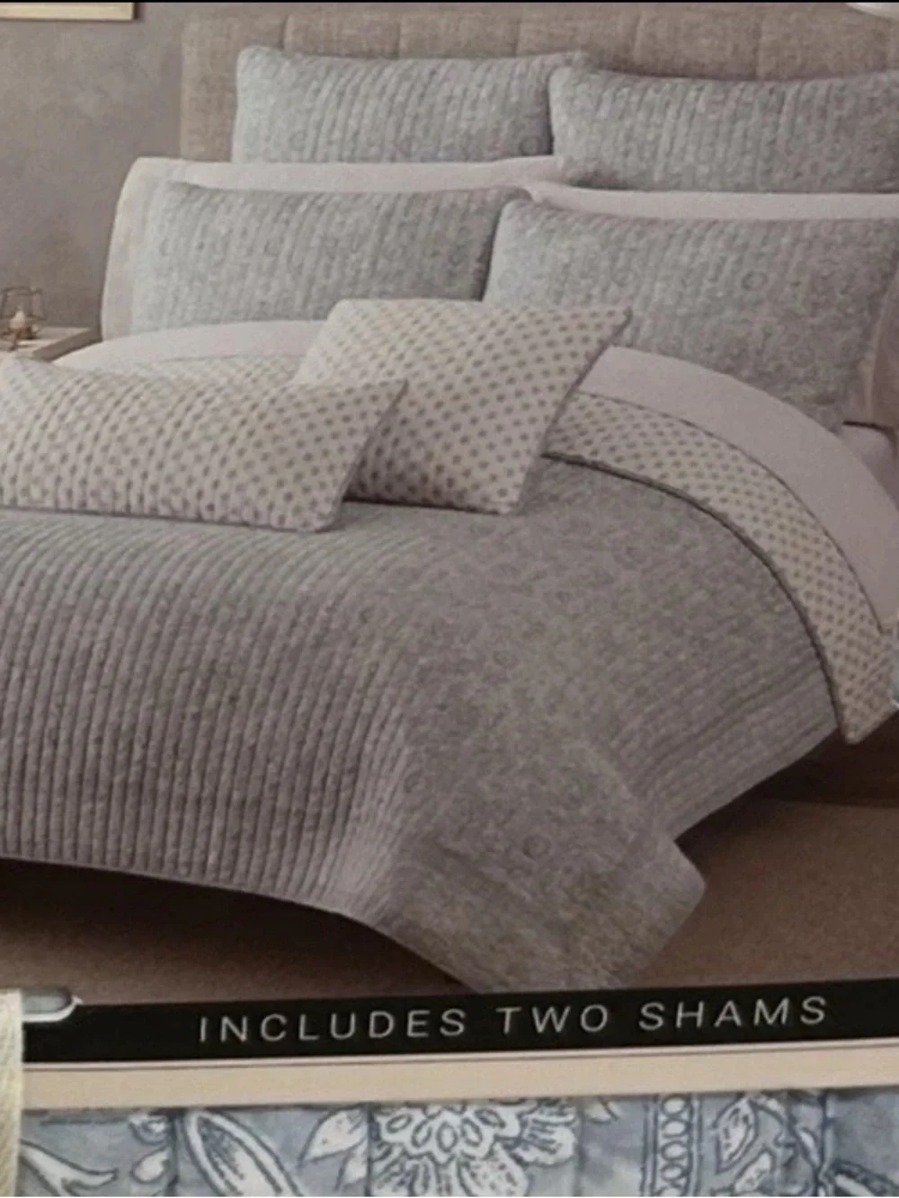 Rachel Zoe Blue and White King Cotton Floral Reversible Quilt Set 106”x92”